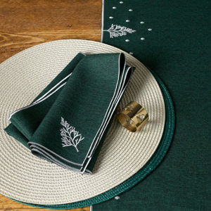 Walton & Co Set of 2 Green Embroidered Tree Napkins